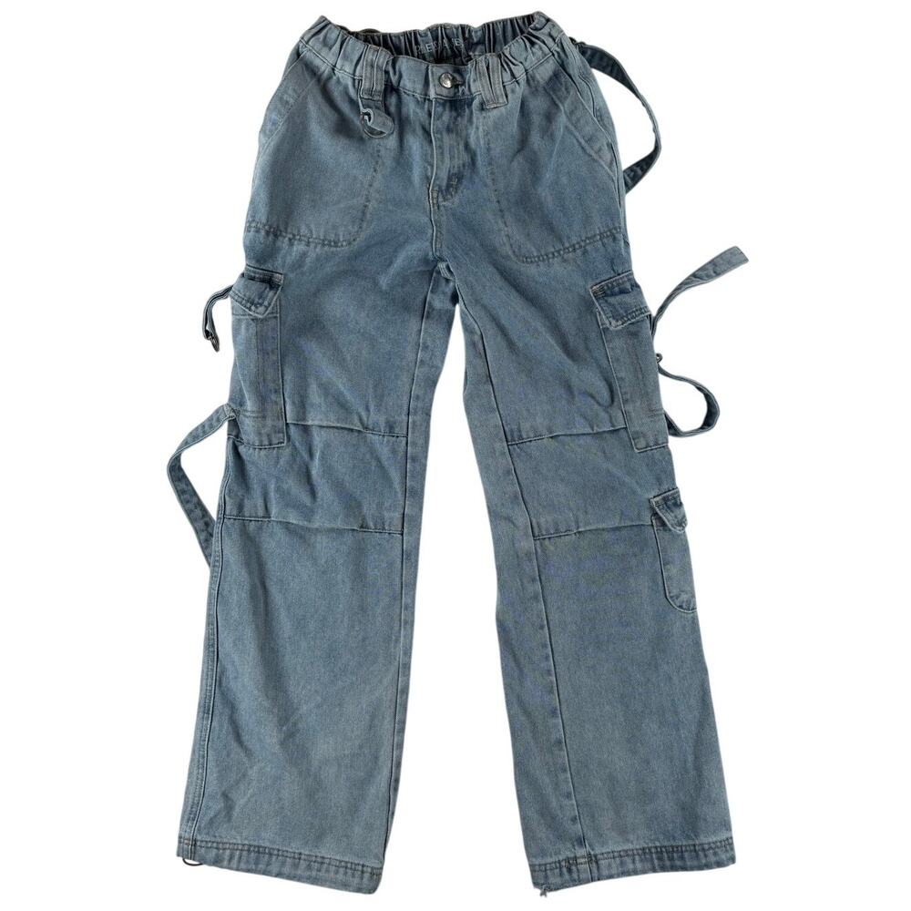 Riley & James Light Wash Denim Cargo Strap Jeans - Size Small (4)